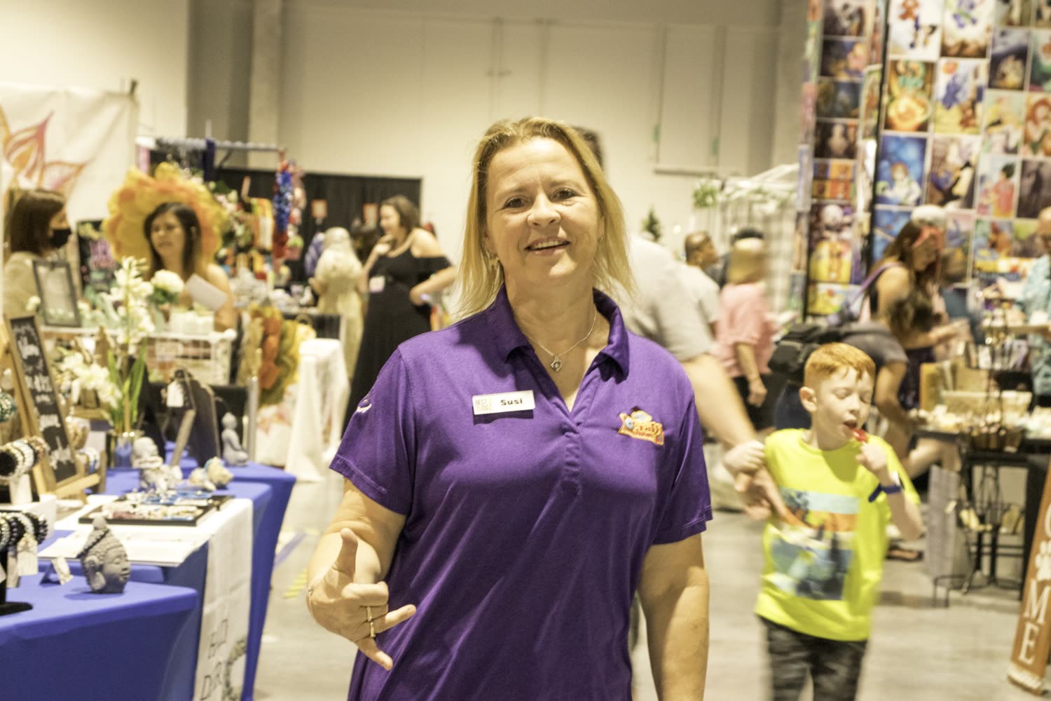 Susi Engl, owner of LV Craft Shows, on the floor of a show